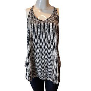 Tyche Womens Printed Tank Top T-Back Sleeveless Halter Neck Black White SZ Small